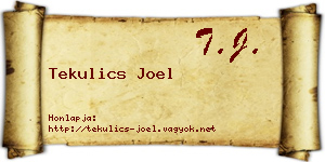 Tekulics Joel névjegykártya